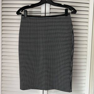 4🖤NEW Express High Waisted Faux Leather Waistband Black White Grid Pencil Skirt